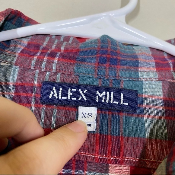 Alex Mill Linen Blend Plaid Button Up Shirt Size XS - Picture 8 of 9